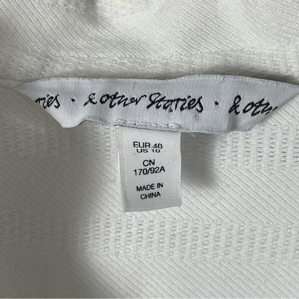 & Other Stories White Cotton Blend LS  Shirt Dress, Beach, Resort, Lounge, 10 - Picture 5 of 10
